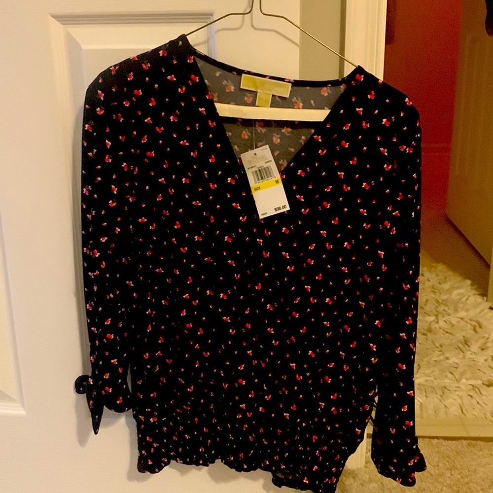 Michael Kors size M black and floral blouse